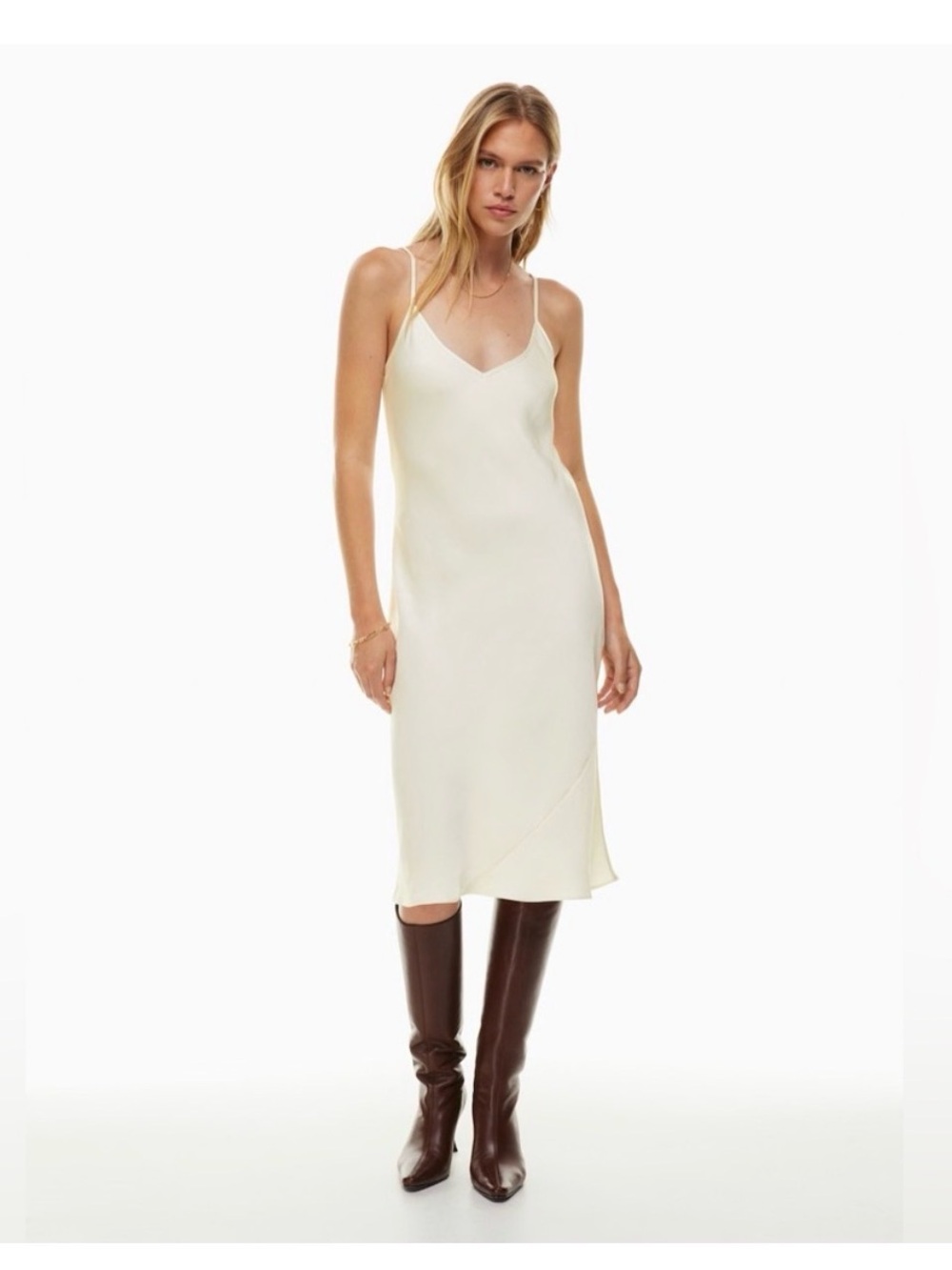 Aritzia Cream Slip Midi Dress